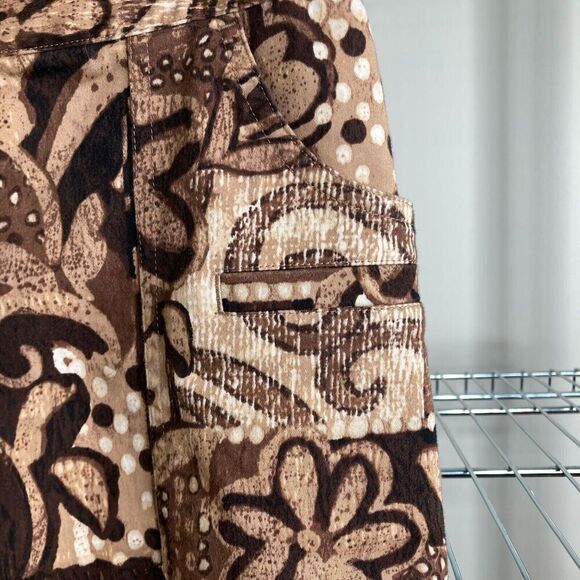 Chicos Women's Dark‎ Floral Boho Capri Pants Size 2 Beachy Lounging Vacation - Picture 7 of 12